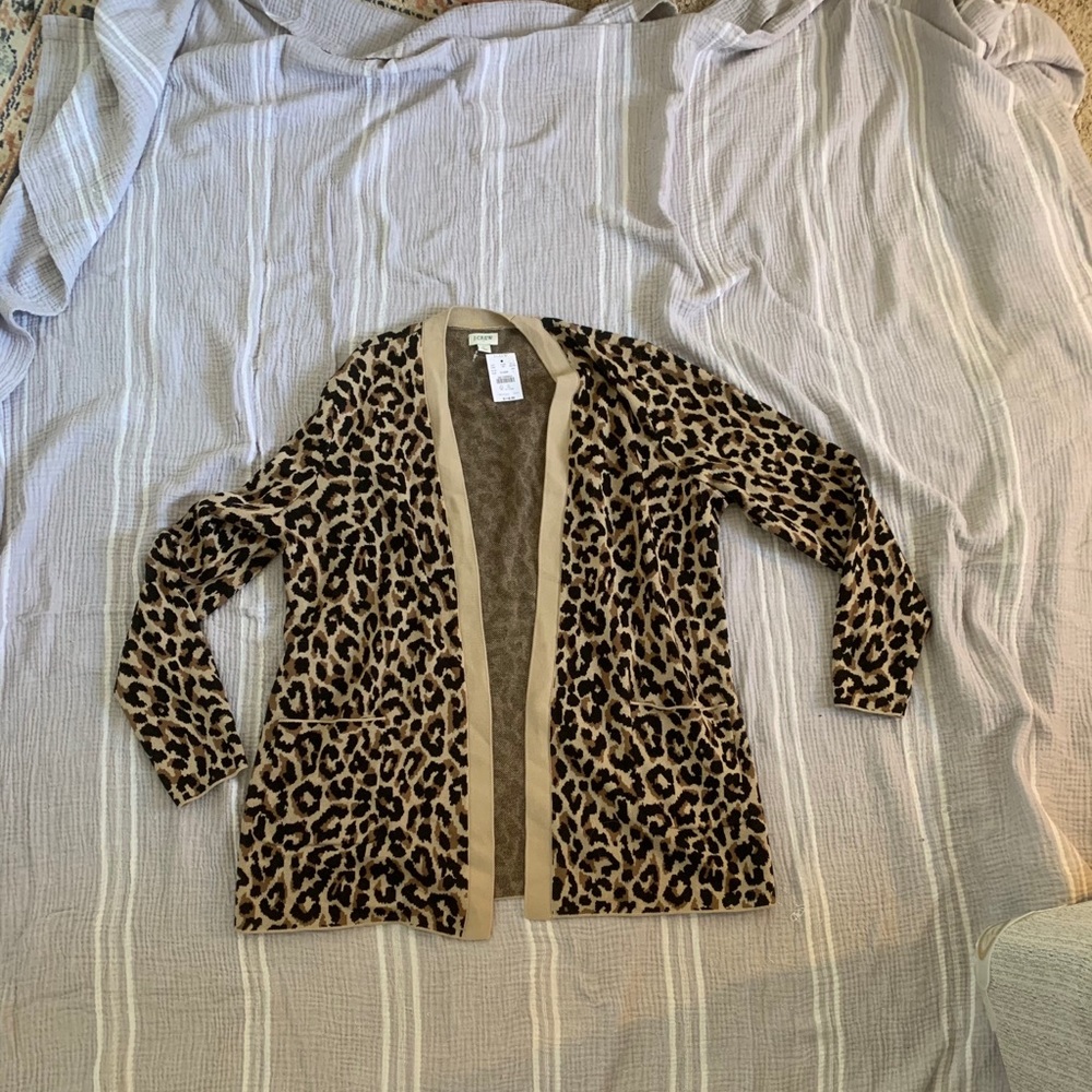 J Crew Leopard Cardigan - L